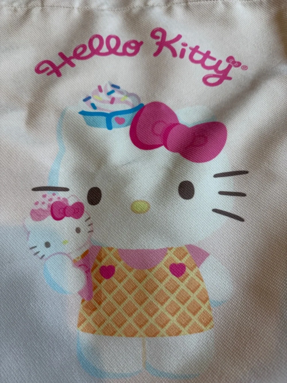 Hello Kitty Pink & Cream Kids Tote Bag with Ice Cream Design